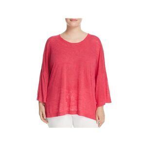 NALLY & MILLIE Womens Stretch Slitted Bell Sleeve Scoop Neck Wear To Work Top